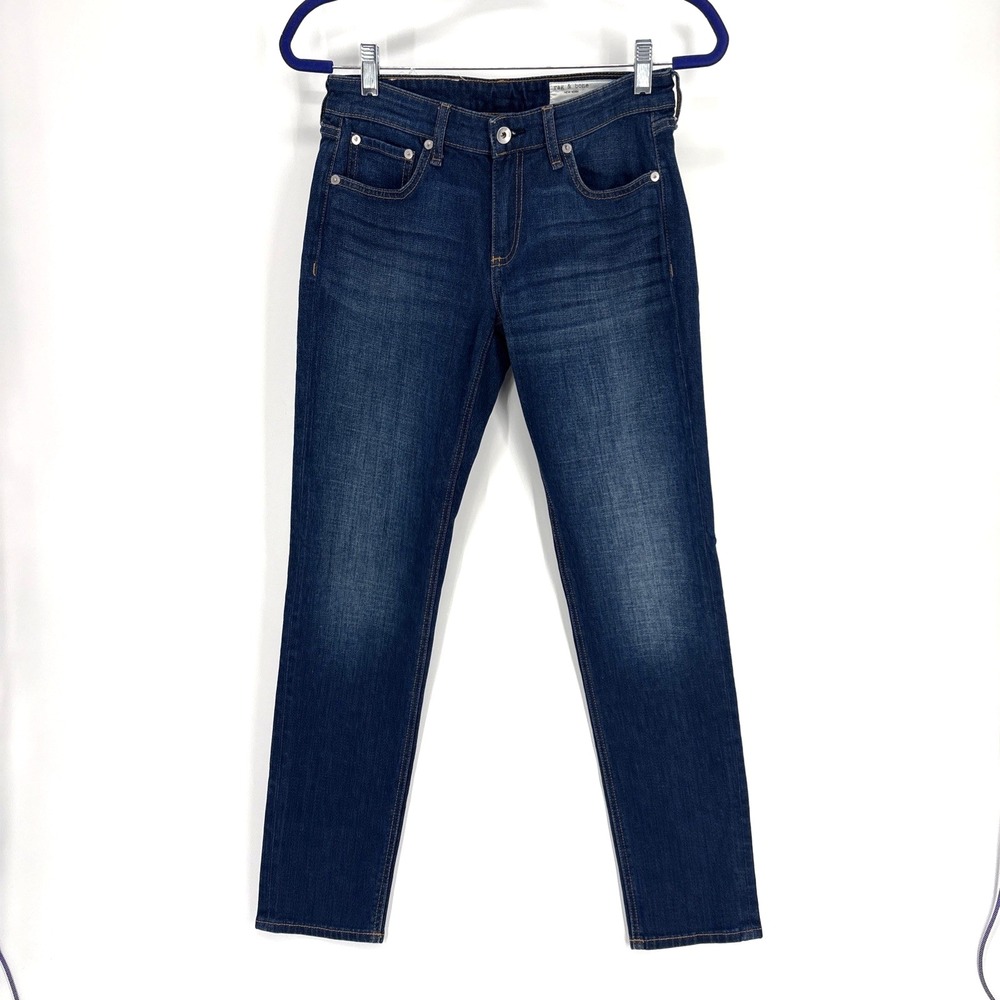 Rag & Bone DRE Low Rise Slim Boyfriend Jeans 25 Stowe Blue
